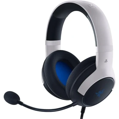 Abbildung von Razer Kaira X Kabelgebundes Headset für PlayStation 5 (50 mm Treiber, Hyperclear Kardioiden Mikrofon, Lautstärkeregler, Mikrofon Stumm Taste) Schwarz Weiß