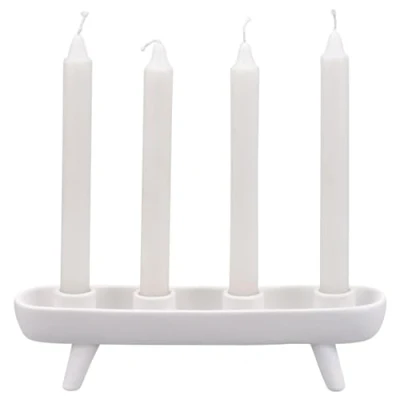 Abbildung von matches21 HOME &amp; HOBBY Kerzenhalter Kerzenständer für 4 Stabkerzen weiß Adventskranz 27,5 cm (1 St)