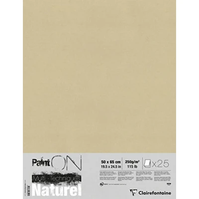 Abbildung von Clairefontaine 96542C Naturel PaintOn Mappe (mit 25 Bögen, 250 g, 50 x 65 cm, geeignet für Bleistift, Kreide oder PastellIdeal mit rauen Oberfläche und Sandton) naturbraun
