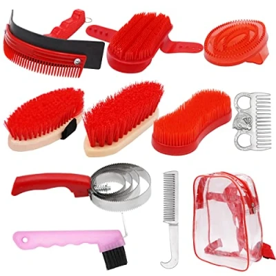 Abbildung von MUALROUS Pferdepflege Kits 10 TLG Pferdereinigungs Set Pferdebürsten Brush Putzzeug für Pferde Set, Pflege Kit Equestrain Pinsel Curry Kamm Pferd Reinigungswerkzeug