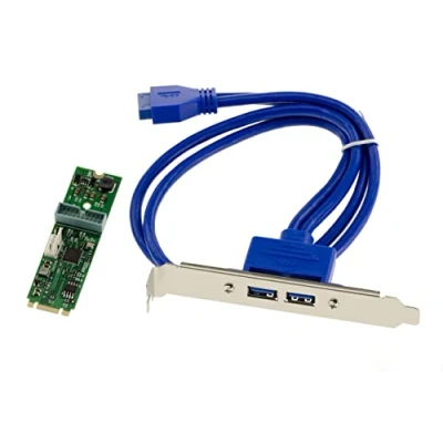 Abbildung von KALEA INFORMATIQUE M.2 Controller Karte (M2 NGFF Typ PCIe M oder B+M Key) 2 USB 3.0 Ports auf Winkel mit Chipsatz NEC D720202