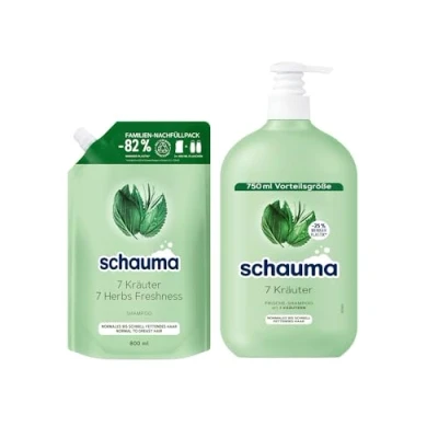Abbildung von Schauma Shampoo 7 Kräuter Nachfüllpack (1x 800 ml) Frische für normales bis schnell fettendes Haar &amp; 750 verleiht der Haarstruktur eine leichte
