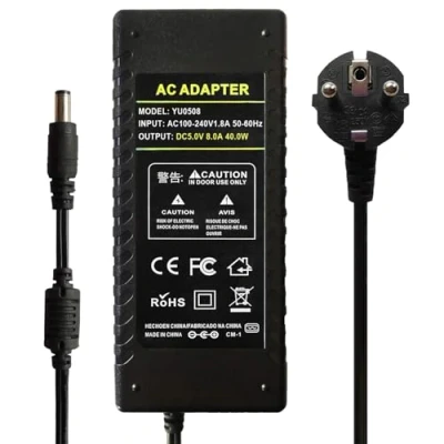Abbildung von Tesfish 5V 8A Netzteil 40W LED Stromversorgungs Adapter 5.5x2.1/2.5mm für WLAN Router, WS2811 / WS2812B Streifen Licht