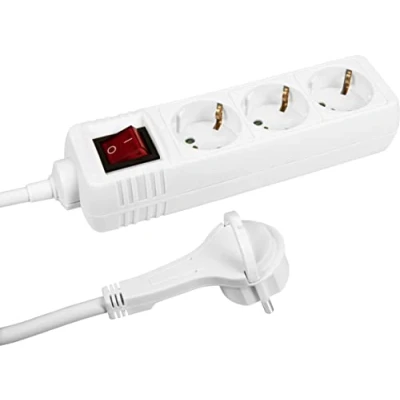 Abbildung von Meister Steckdosenleiste 3 fach Extraflacher Stecker 2 m Kabel weiß IP20 Innenbereich Beleuchteter Schalter / Mehrfachsteckdose Steckerleiste mit Flachstecker 7430190
