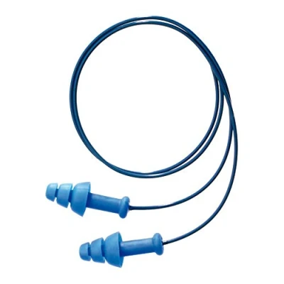 Abbildung von Honeywell 1012522 Howard Leight SmartFit Detectable wiederverwendbare Ohrstöpsel mit Kabel, blau, flanschförmig, geeignet für die Lebensmittelindustrie, SNR 30 dB (Packung 50 Paar)