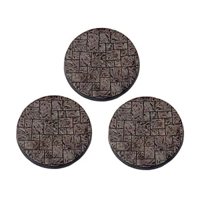 Abbildung von War World Gaming Fantasy Village Steinplatte Runde Miniatur Basen x 3 (50mm) 28mm Fantasie Tabletop Spiele Gelände Modellbau Modell Figuren Malen Wargame Kriegspiel Stein Effekt Mittelalterlich