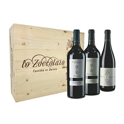Abbildung von Lo Zoccolaio Barbera d&#039;Alba + Langhe Baccanera Barolo 3 Flaschen Italien Wein Holzbox trocken (3 x 0.75l)