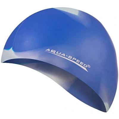 Abbildung von Aqua Speed Bunt Badekappe wasserdicht + Kleines Mikrofaserhandtuch Kinder &amp; Erwachsene Coole Bademütze für Mädchen Jungs Swim Hat for Kids Bunte Badehaube Schwimmhaube 64. / 92