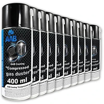 Abbildung von AABCOOLING AAB Druckluft Reiniger 10 x 400ml, Reinigungspray, Dose, Reinigung von Bürogeräte, Tastatur, PC, Keyboard, Spielekonsolen, Kopierer, Air Duster, Luft Druck, Luftdruckspray