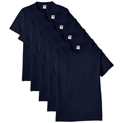 Abbildung von Fruit of the Loom Herren Regular Fit T Shirt Heavy Cotton Tee 5 pack, Blau (Navy), XL