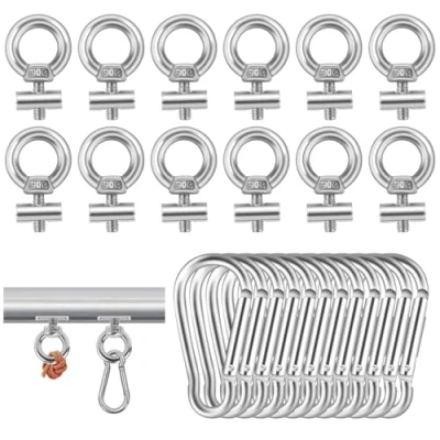 Abbildung von 12 Stück Stopper für Kederschiene, 6 mm Kederstopper mit Karabiner, Edelstahl Camping Blockierungskit Kederschiene Caravan Wohnmobil