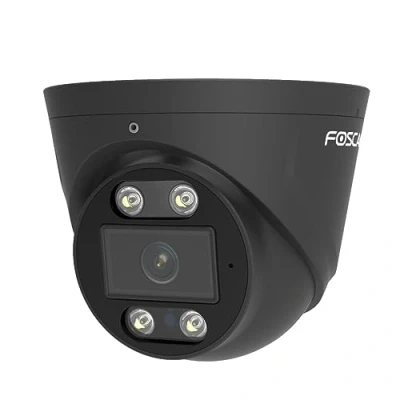 Abbildung von FOSCAM T5EP 5 MP POE Überwachungskamera mit integriertem Scheinwerfer und Einer Alarmsirene, Intelligente Erkennung von Personen Fahrzeugen, Nachtsicht, Zwei Wege Audio, Schwarz