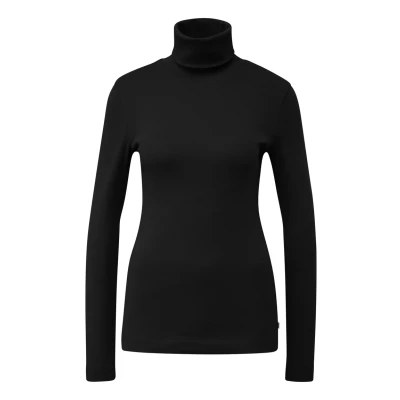 Abbildung von QS Langarmshirt MIT Rollkragen Langarmshirt, Damen, Größe: XXL, Schwarz