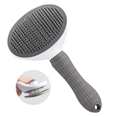 Abbildung von Haustier Katzenbürste Hundebürste Kurzhaar Grooming Brush Unterfell Feinhaar Softbürste Automatischer Haarentfernungskamm mit Ein Knopf Reinigung