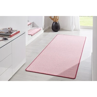 Abbildung von Hanse Home Indoor Teppich Fancy Wohnzimmerteppich einfarbig Modern Velours für Esszimmer, Wohnzimmer, Kinderzimmer, Flur, Schlafzimmer, Küche Rosa, 80x300cm