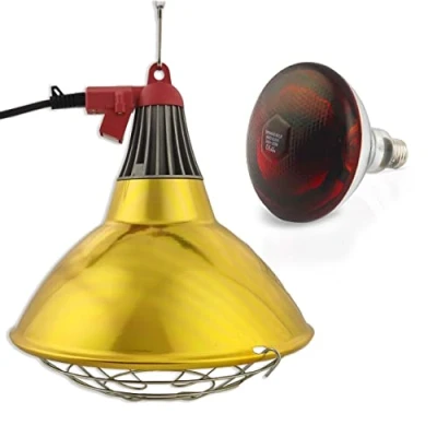 Abbildung von XXL Wärmestrahler 30 ⌀ Durchmesser mit Dimmer 5 meter Kabel Infrarotlampe Set 250 W Rotlichtlampe Wärmelampe E27 Ferkellampe, Kückenlampe, Tiere Hühner Infrarot Heizstrahler