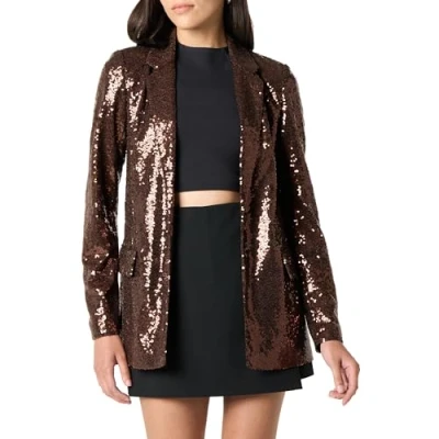 Abbildung von The Drop Blake Langer Blazer, Schokoladen Pailletten, 3XL Große Größen