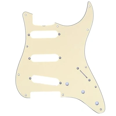 Abbildung von Musiclily Pro 11 Löcher SSS Vintage 62 Strat Pickguard Gitarren Schlagbrett für American Stratocaster E Gitarre, 4 lagig Crème