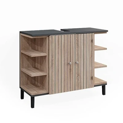 Abbildung von Vicco Waschbeckenunterschrank Aquis, Sonoma/Anthrazit, 79.6 x 64 cm mit 2 Türen