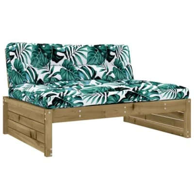 Abbildung von vidaXL Mittelsofa, Gartensofa mit Kissen Latten Design, Modular Holz Sofa für Garten Terrasse, Gartenmöbel Loungemöbel, Kiefernholz Imprägniert