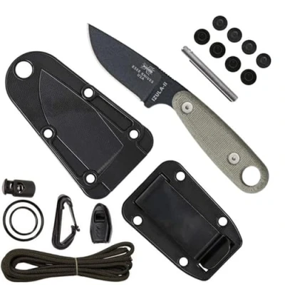 Abbildung von ESEE 337753 Unisex Erwachsene Outdoormesser Klingenlänge: 6.68 cm Griff: Micarta Izula II Black with Kit, Mehrfarbig, normal