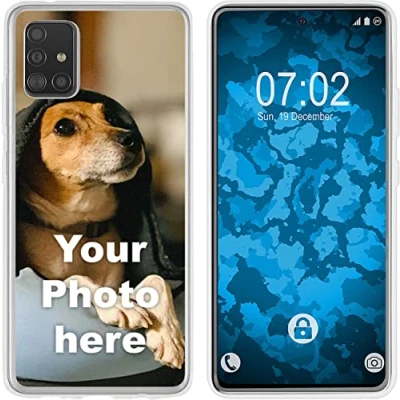 Abbildung von PhoneNatic personalisierte Handyhülle für Galaxy A51 5G in Clear Custom Case zum selbst gestalten mit eigenem Foto Bild Text individuell