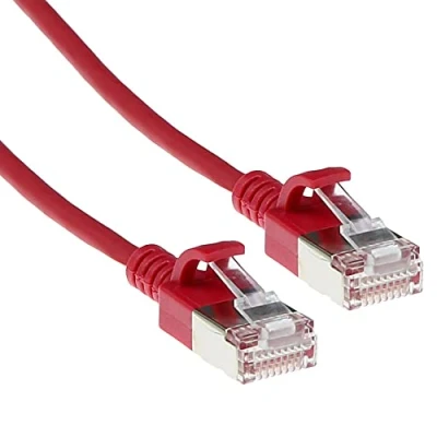 Abbildung von ACT CAT6a Netzwerkkabel, U/FTP LSZH LAN Kabel Dünn 3.8mm Slimline, Flexibles Snagless CAT 6a mit RJ45 Stecker, für den Einsatz in Datenzentren, 5 Meter, Rot DC7505
