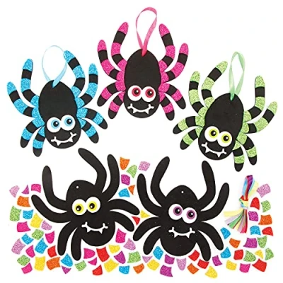 Abbildung von Baker Ross FE675 Spinnen Dekoration Bastelset 8 Stück, Bastelsets Für Kinder, Kindergeburtstag Basteln, Halloween Bastelideen, Partydeko,