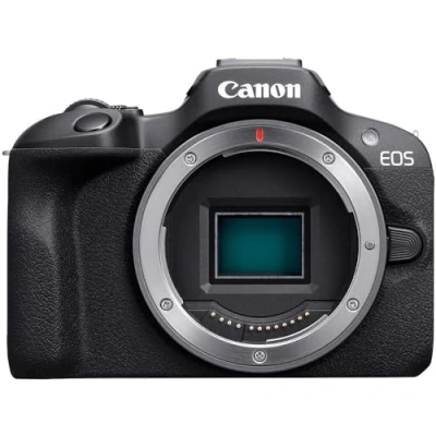 Abbildung von Canon EOS R100 Systemkamera Gehäuse (Spiegellose Digitalkamera mit Autofokus, 4K Videokamera, 24,1 Megapixel, Motiverkennung für Augen, WLAN, Bluetooth, Kompatibel RF Objektiven) schwarz