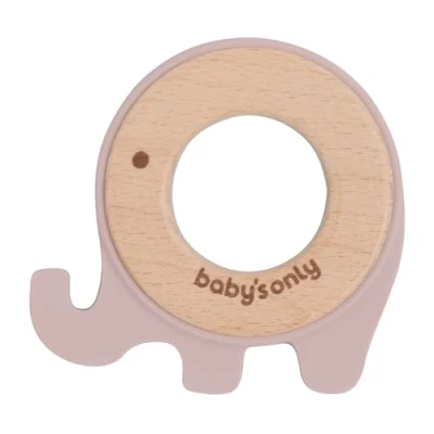 Abbildung von Baby&#039;s Only Beißring Elefant Greifling Baby Bietet viele Vorteile Kindersicher Beißspielzeug Holz und Hochwertigem Silikon Ab 0 Monate Alt Rosa