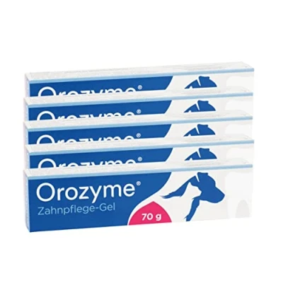 Abbildung von emmi pet 5x Orozyme Zahnpflege Gel für Hunde &amp; Katzen mit Selbstreinigungsfunktion I Zahnpasta effektive Maulhygiene Hundezahnpasta gegen Zahnstein, Mundgeruch die optimale Balance
