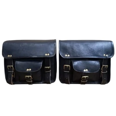 Abbildung von american blue 2X Leder Motorrad Fahrrad Satteltasche, Herren Fahrradtasche Werkzeugtasche für die Reise mit verstellbaren Trägern Tasche 2er Set