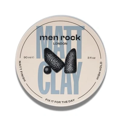 Abbildung von Men Rock Haar Clay 90ml Starker Halt, Mattes Finish für volleres &amp; dickeres Haar, Wasserbasierte Formel