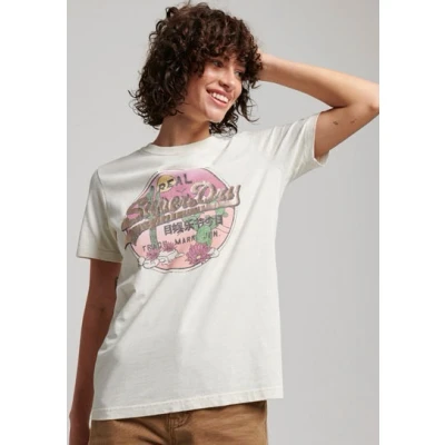 Abbildung von Superdry Vintage LOGO Narrative Tshirt print, Damen, Größe: 40, Off white