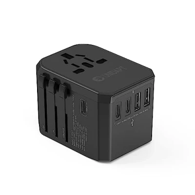 Abbildung von Reiseadapter Weltweit, Unidapt Universal Reisestecker mit 3USB C 2USB und 1AC Steckdose, Internationaler Steckdosenadapter, Universaladapter für Deutschland USA England Thailand Italien Australien