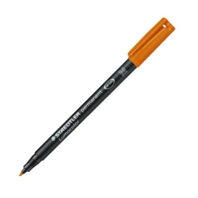 Abbildung von STAEDTLER permanent Marker Lumocolor, orange, Linienbreite ca. 1,0 mm, wisch und wasserfest, Made in Germany, lange Lebensdauer, 10 orange Universalstifte im Kartonetui, 317 4