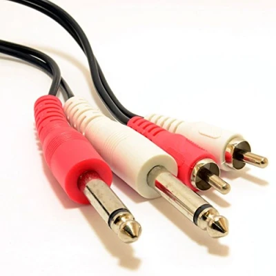 Abbildung von 2X 6,35 mm Mono Klinkenstecker Stecker Zum Chinch Cinch OFC Audio Kabel 1 m [1 Meter/1m]