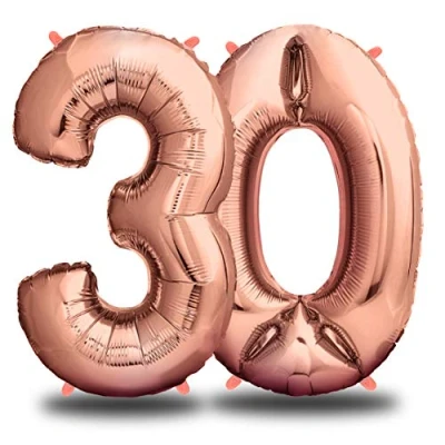 Abbildung von envami® Folienballon Zahl Geburtstagsdeko Rosegold 100cm Deko zum Geburtstag Luftballon Zahlen Dekoration Happy Birthday Mädchen Fliegt mit Helium (Zahl 30)