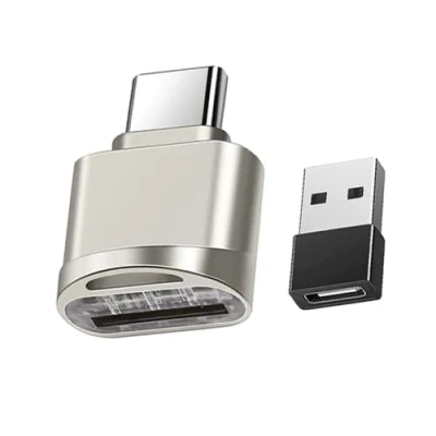Abbildung von Micro SD Kartenleser USB C, Typ C mit Adapter, OTG auf SDXC SDHC Kartenleser,Geeignet für Samsung, MacBook, Smartphones, Tablets, etc. (Silber)