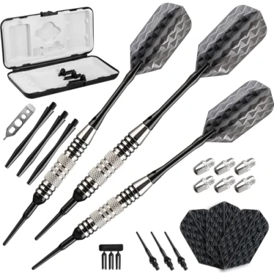Abbildung von Viper Bobcat Adjustable Weight Soft Tip Darts with Storage/Travel Case: Nickel Silver Plated, Black Rings, 16 19 Grams