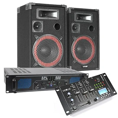 Abbildung von MAX Komplettes 500 W Bluetooth DJ Set mit Lautsprechern, Verstärker