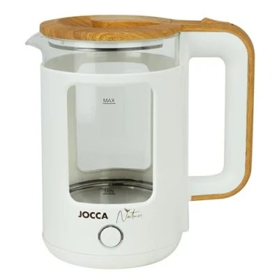 Abbildung von JOCCA Wasserkocher Elektrischer 1,8L, Nature Line Weiss, 360 Basis, 1.8 l, 1300 W, 1,8 Liter, Borosilikatglas, Schnellkoch, Auto Abschaltung