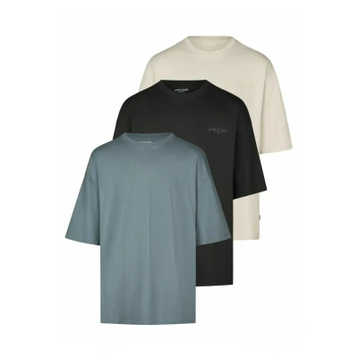 Abbildung von Jack &amp; Jones Jjecharge 3 Pack Tshirt basic, Herren, Größe: Medium, 2 (moonbeam black stormey weat)