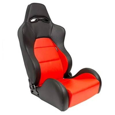 Abbildung von AUTO STYLE Sportsitze &#039;Eco&#039; Schwarz/Rot Kunstleder Linkssseitig Verstellbare Rückenlehne inkl. Laufschienen