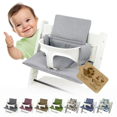 Abbildung von BAMBINIWELT Sitzkissen Auflage Bezug Ersatzkissen Kissen kompatibel mit Stokke Tripp Trapp Hochstuhl (org. hellgrau)