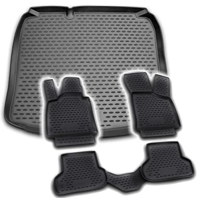Abbildung von AD Tuning *TM11001+FM10002 Gummi Fußmatten + Kofferraumwanne im Set