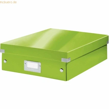 Abbildung von Leitz Click &amp; Store Aufbewahrungsbox mit Deckel Mittel Groß, Box Trennwänden für Zubehör im Büro oder Utensilien Haushalt, Transportbox aus 85 % recycelter Premium Hartpappe, Grün, 60580054