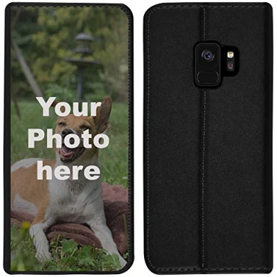Abbildung von PhoneNatic Case kompatibel mit Galaxy S9 Personalisierte Handyhülle Kunstlederhülle schwarz zum selbst gestalten eigenem Foto