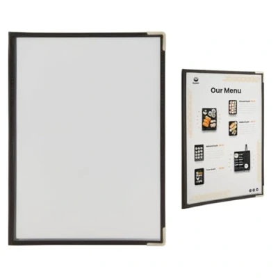 Abbildung von Securit Crystal Range Menühalter, A4, mit braunen Kanten, transparent