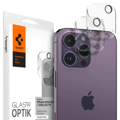 Abbildung von Spigen Apple iPhone 15 Pro / Max 14 Kamera Lens Glass Protector Glas.tR Optik (2 Stück) Crystal Clear AGL05228